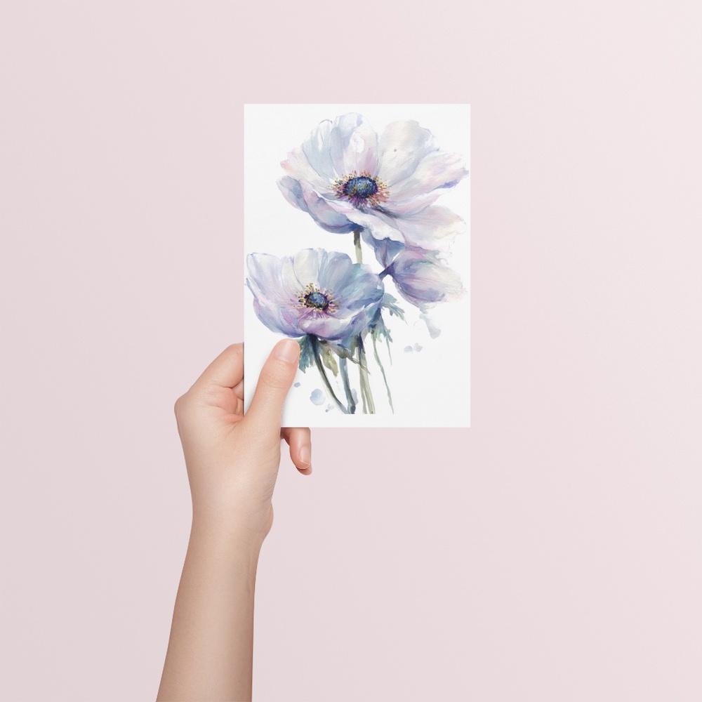 Watercolor Anemone Flowers Wall Art Illustration Print Poster Unframed - Picture 4 of 9